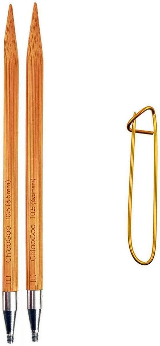 ChiaoGoo Bamboo 4 inch (10cm) Interchangeable Circular Knitting Needle Tips US Size 6 (4mm) 2504-6 with Stitch Holder