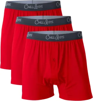 Chill Boys Soft Viscose from Bamboo Boxers for Men - Cool Breathable Comfortable Men's Underwear - 3 Pack Boxer Shorts