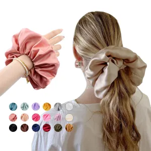 Chloven 18 Colors XXXL-Large Jumbo Scrunchies Oversized Hair Scrunchies Satin Elastics Scrunchy Bobbles Hair Ties Accessories Oversize Scrunchies for Girls Women