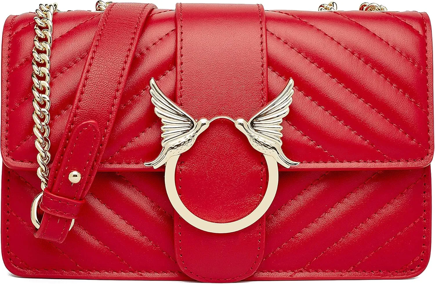 Chrysansmile Genuine Leather Crossbody Bags Quilted Clutch Purses for Women Trendy Small Shoulder Handbags with Chain