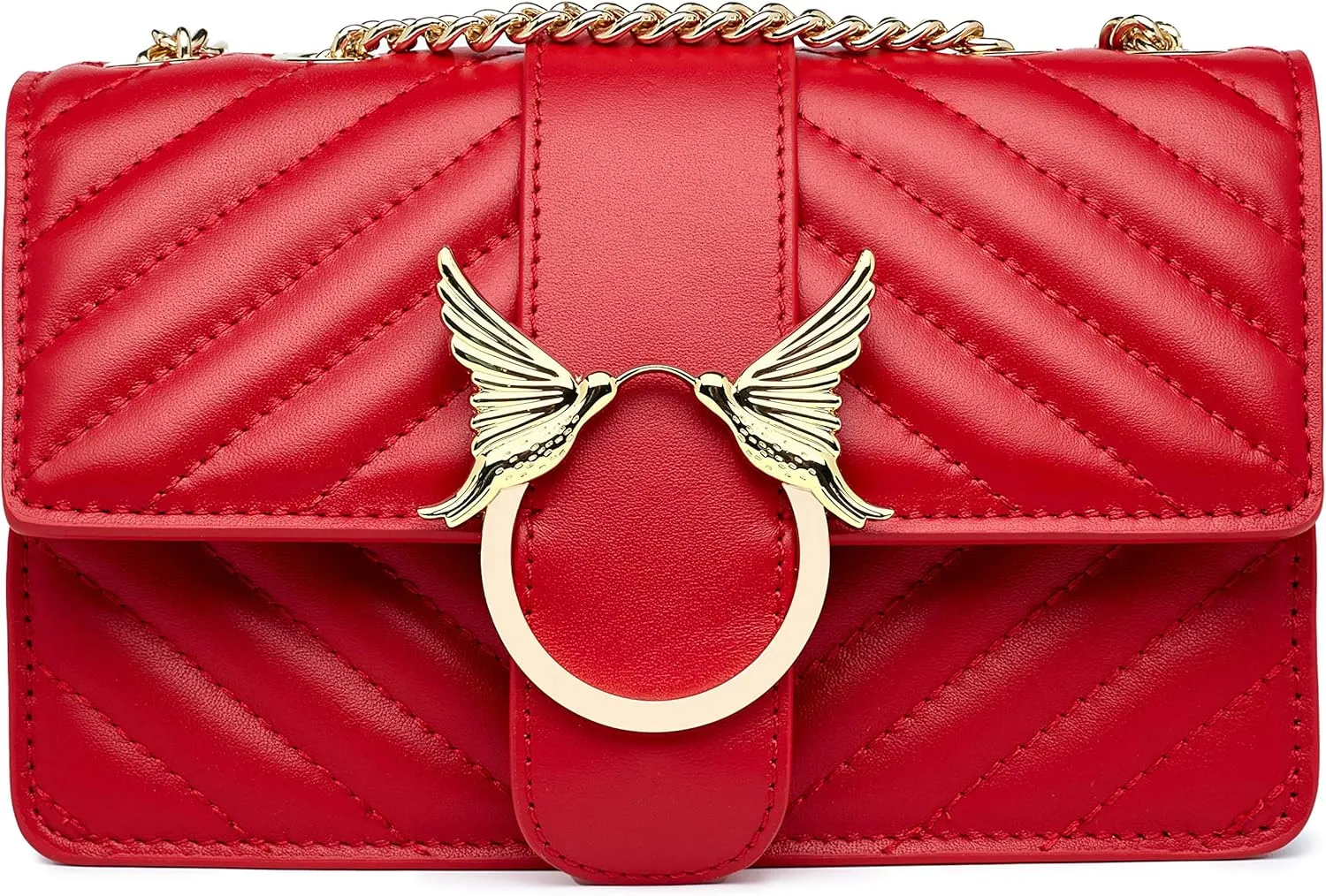 Chrysansmile Genuine Leather Crossbody Bags Quilted Clutch Purses for Women Trendy Small Shoulder Handbags with Chain