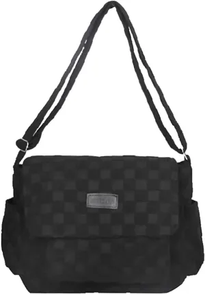 Classic Checkered Cute Messenger Bag for Women Crossbody Bag Vintage Canvas Shoulder Bag Kawaii Purse Travel Essentials