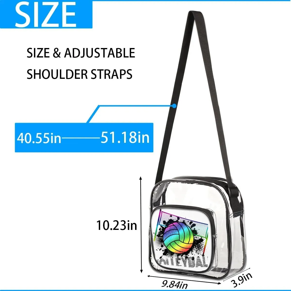 Clear Crossbody Bag Stadium Approved for Women and Men Transparent Messenger Shoulder Bag Clear Purse Bag