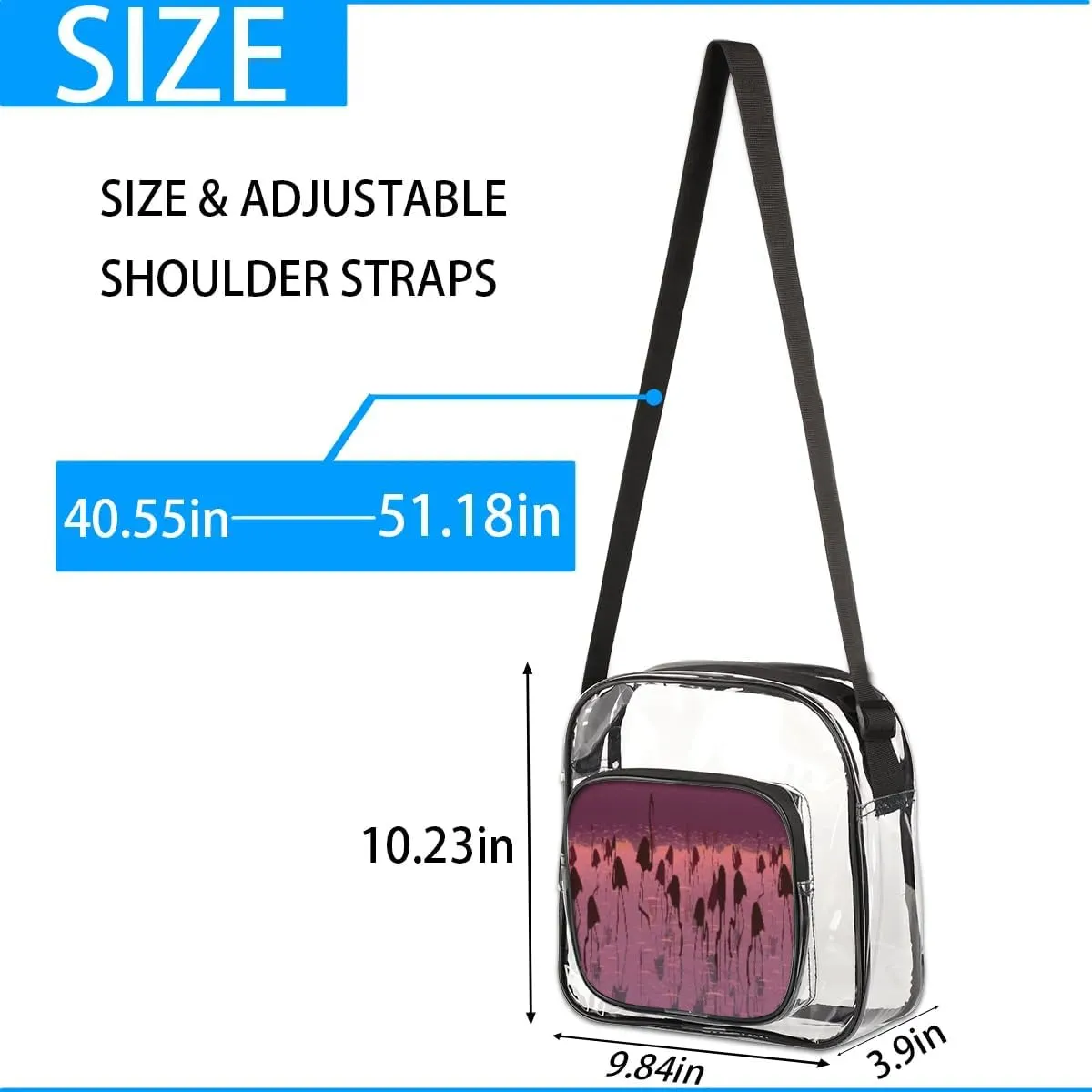 Clear Crossbody Bag Stadium Approved for Women and Men Transparent Messenger Shoulder Bag Clear Purse Bag