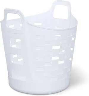Clorox Flexible Laundry Basket - Plastic Hamper for Clothes, Bedroom, and Storage - Portable Round Bin with Carry Handles, 1 Bushel, White