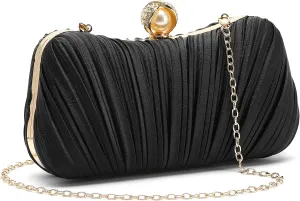 Clutch Purses for Women Evening Bag Pleated Satins Clutch Purse Luxury Handbags for Wedding Party