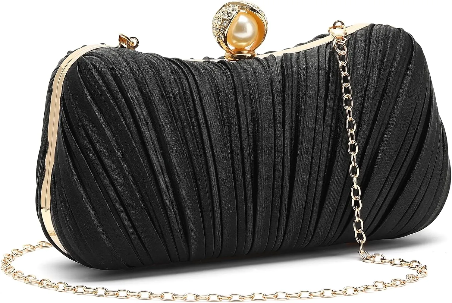 Clutch Purses for Women Evening Bag Pleated Satins Clutch Purse Luxury Handbags for Wedding Party