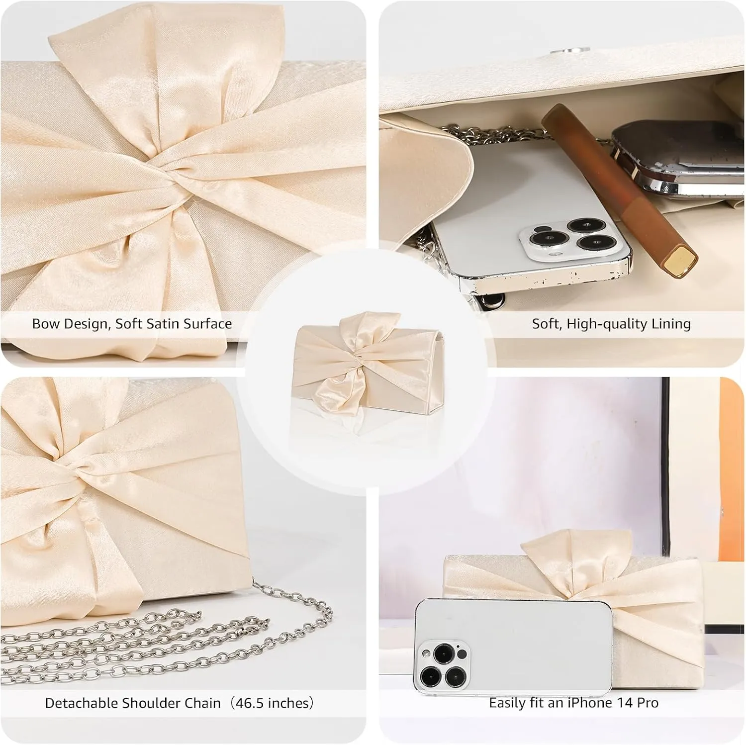 Clutch Purses for Women Evening Bag Wedding Handbags with Chain, Women's Small Clutch Cocktail Bag for Party Prom