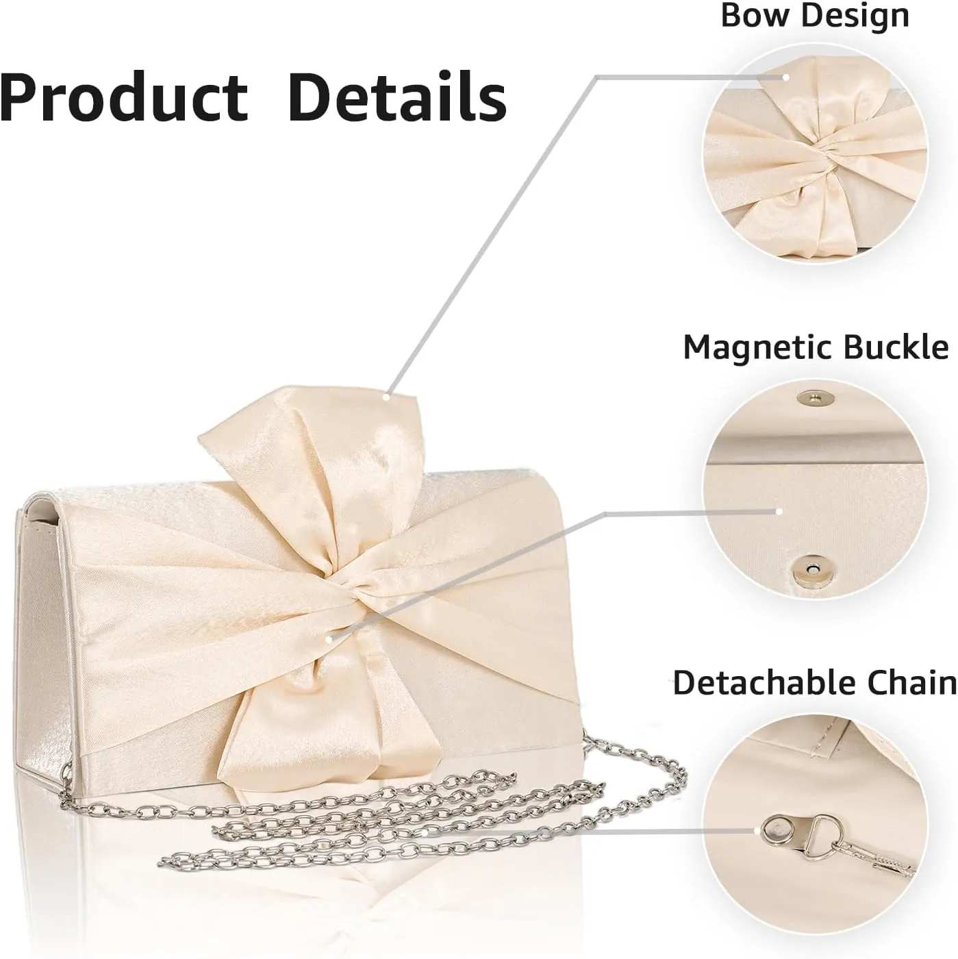 Clutch Purses for Women Evening Bag Wedding Handbags with Chain, Women's Small Clutch Cocktail Bag for Party Prom