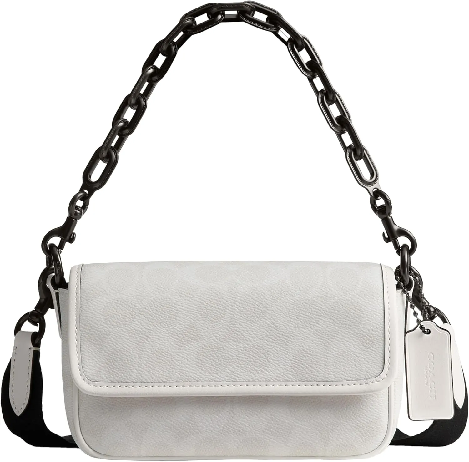 Coach Charter Flap Crossbody 18, White/Black Sig