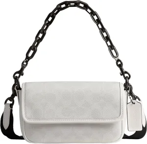 Coach Charter Flap Crossbody 18, White/Black Sig