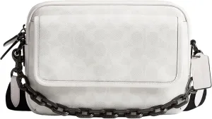 Coach Charter Flap Crossbody 24, White/Black Sig