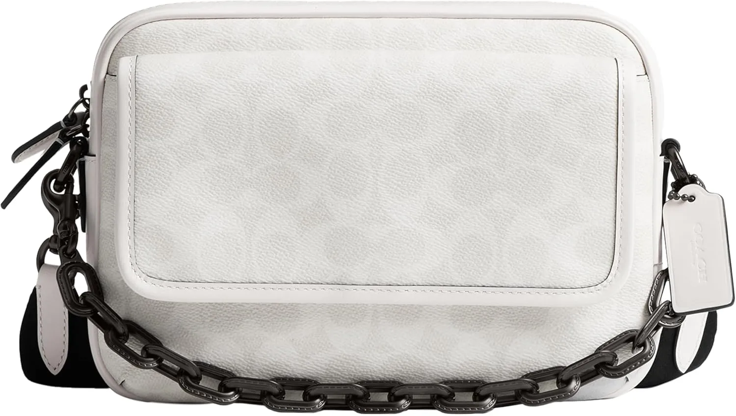 Coach Charter Flap Crossbody 24, White/Black Sig