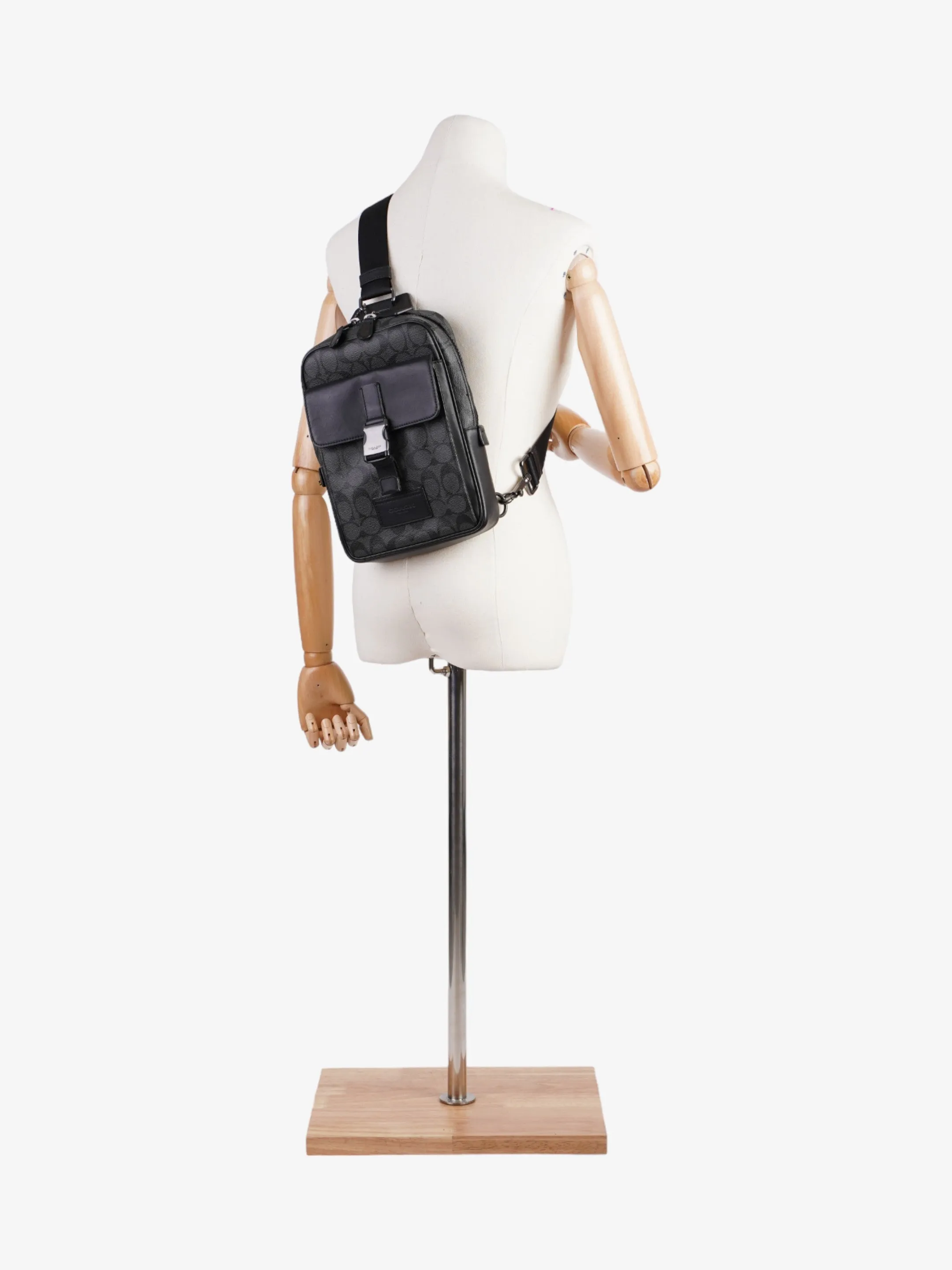 Coach Track Pack Black Coated Canvas