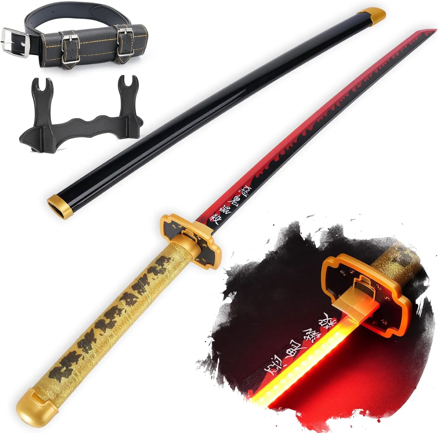 Cold Blade Light Up Sword Demon Sword - Rechargeable, 40 Inch Plastic Anime Replica Light Up Katana with Belt & Stand - Anime Sword with Authentic Design