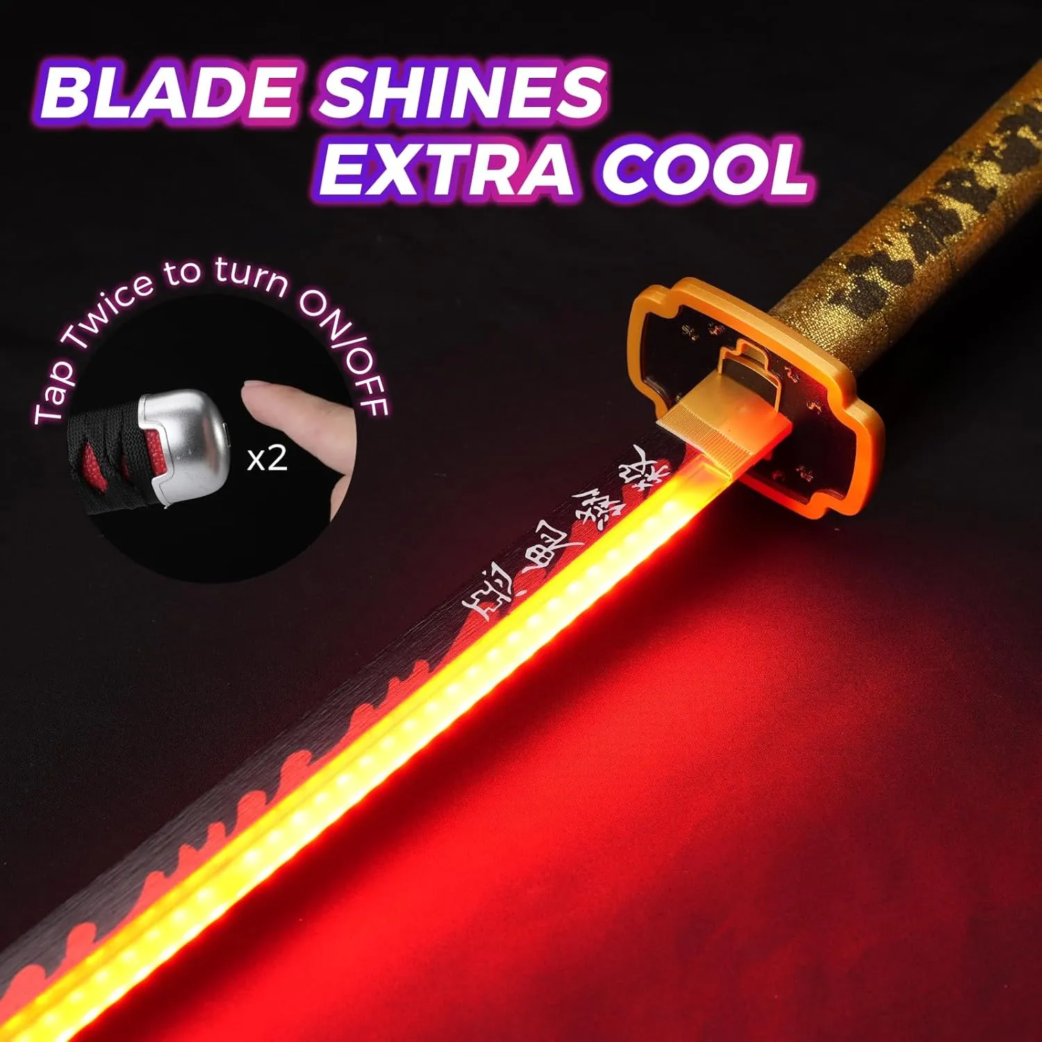Cold Blade Light Up Sword Demon Sword - Rechargeable, 40 Inch Plastic Anime Replica Light Up Katana with Belt & Stand - Anime Sword with Authentic Design