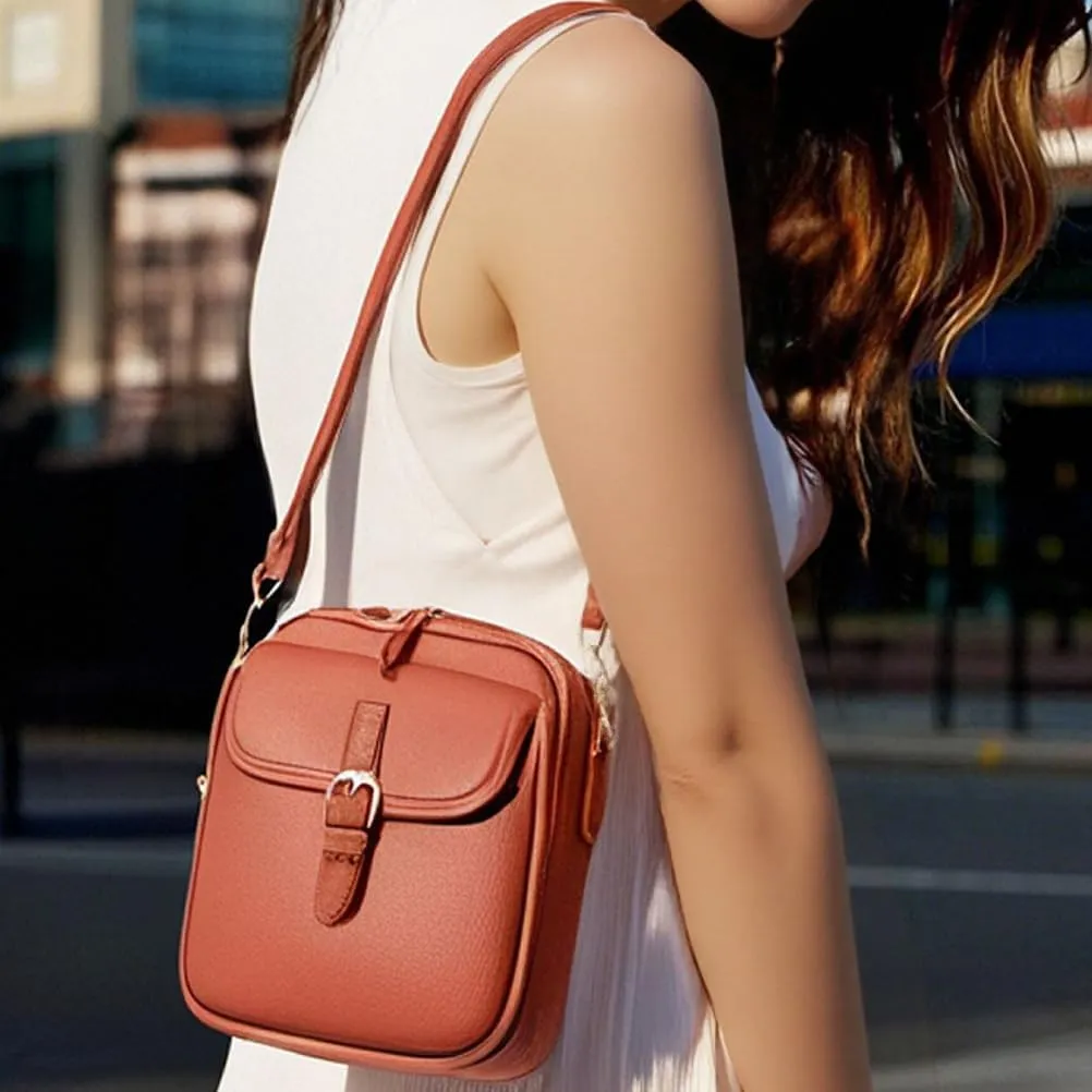 Collaboraten1 Crossbody Leather Bag,Large Capacity Collaborten Crossbody Bag for Women with 10 Card RFID