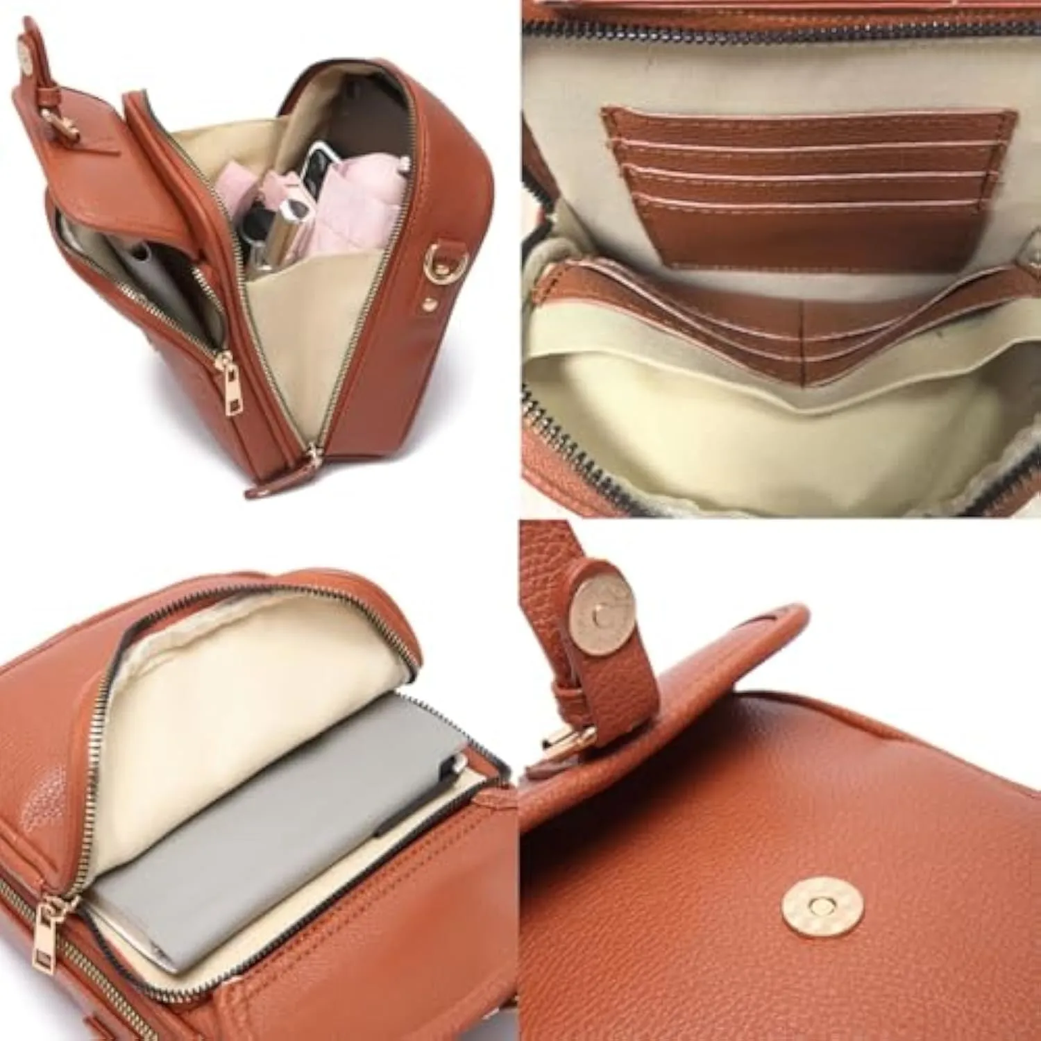 Collaboraten1 Crossbody Leather Bag,Large Capacity Collaborten Crossbody Bag for Women with 10 Card RFID