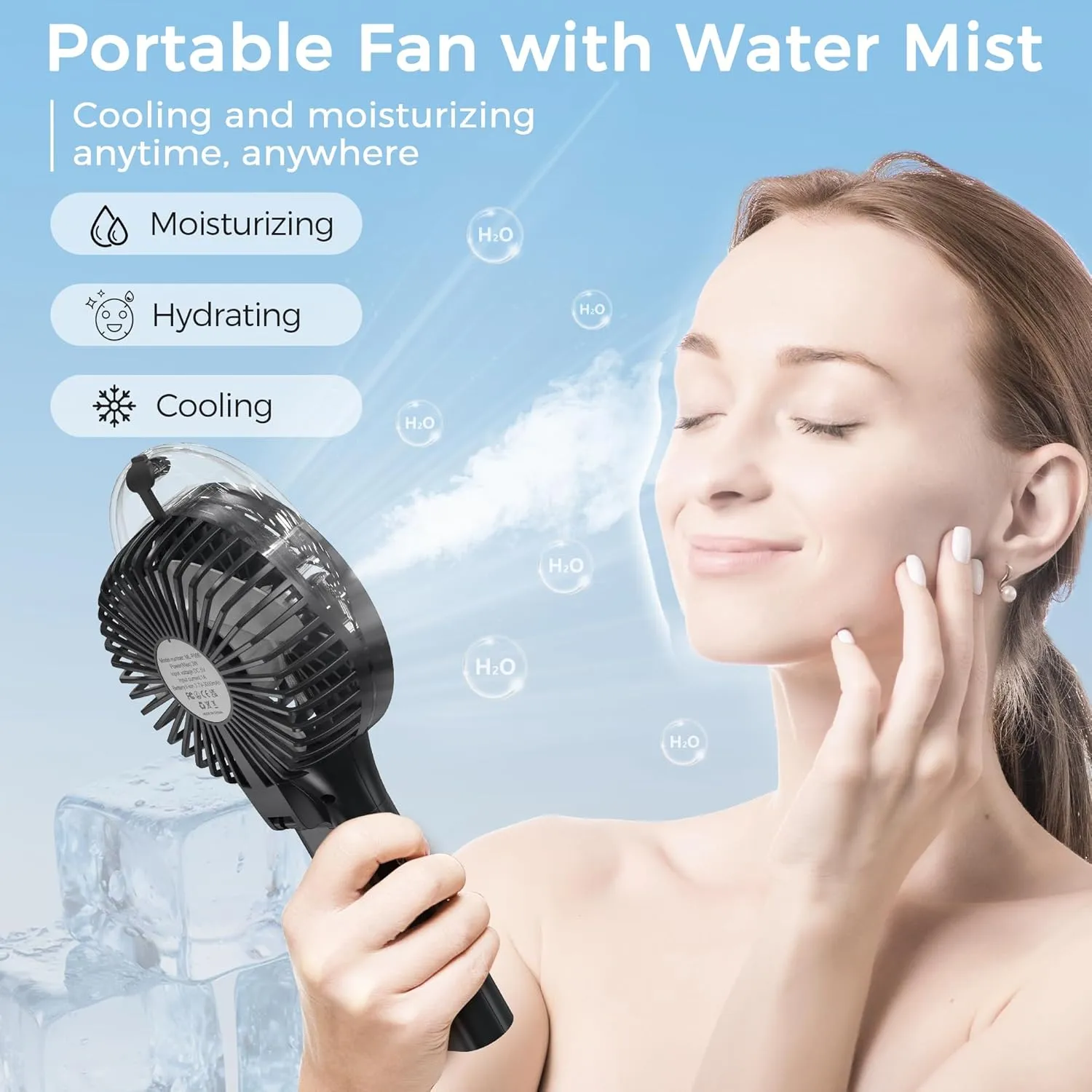 COMLIFE Portable Handheld Misting Fan, 3000mAh Rechargeable Battery Operated Spray Water Mist Fan, Foldable Mini Personal Fan for Travel, Makeup, Home, Office, Camping, Outdoors