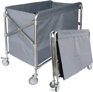 Commercial Laundry Cart Folding Laundry Hamper Cart with Heavy Duty Rolling Lockable Wheels Collapsible Stainless Steel Laundry Trolley Cart with Foldable Waterproof Oxford Bag
