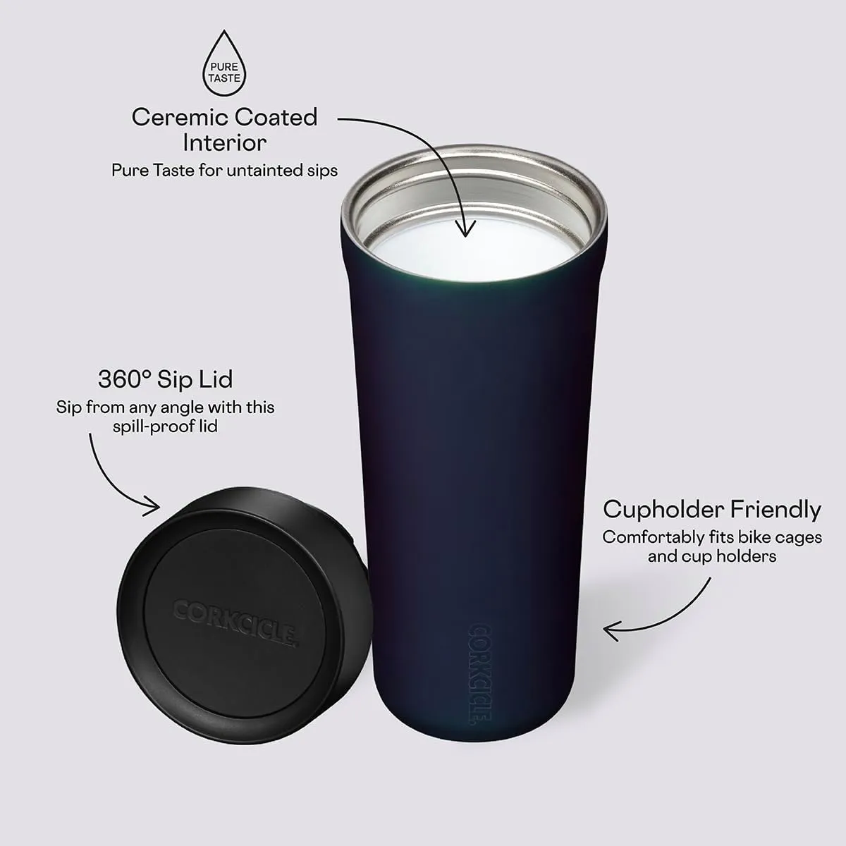Corkcicle Commuter Cup Travel Mug with 360° Sip Lid, Dragonfly, 17 oz – Insulated Coffee Mug with Lid Keeps Beverages Cold 18 Hours, Hot 5 Hours – Cupholder Friendly & Spill-Proof Slim Tumbler