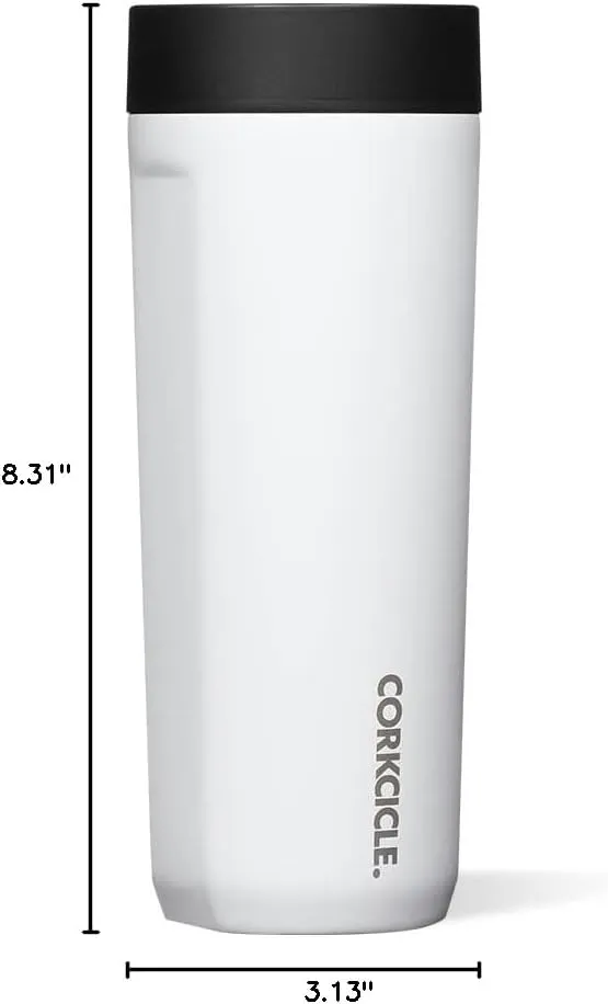Corkcicle Commuter Cup Travel Mug with 360° Sip Lid, Gloss White, 17 oz – Insulated Coffee Mug with Lid Keeps Beverages Cold 18 Hours, Hot 5 Hours – Cupholder Friendly & Spill-Proof Slim Tumbler