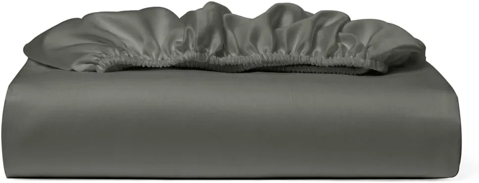 Cosy House Collection 100% Rayon Derived from Bamboo Fitted Sheet - Cooling, Breathable, Silky Soft Deep Pocket Bottom Sheet (King, Grey)