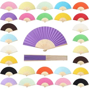 Coucoland 96 Pieces Multicolor Fan Decorations - Paper Fans Handheld Fan Handmade DIY Folding Fan Party Favors Home Decoration Wedding Party Favors Bridal Dance