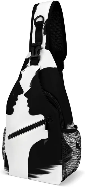 Couple Face Silhouette Sling Bag for Men Women Travel Crossbody Bags Large Hiking Sling Backpack Chest Bag Man Purse