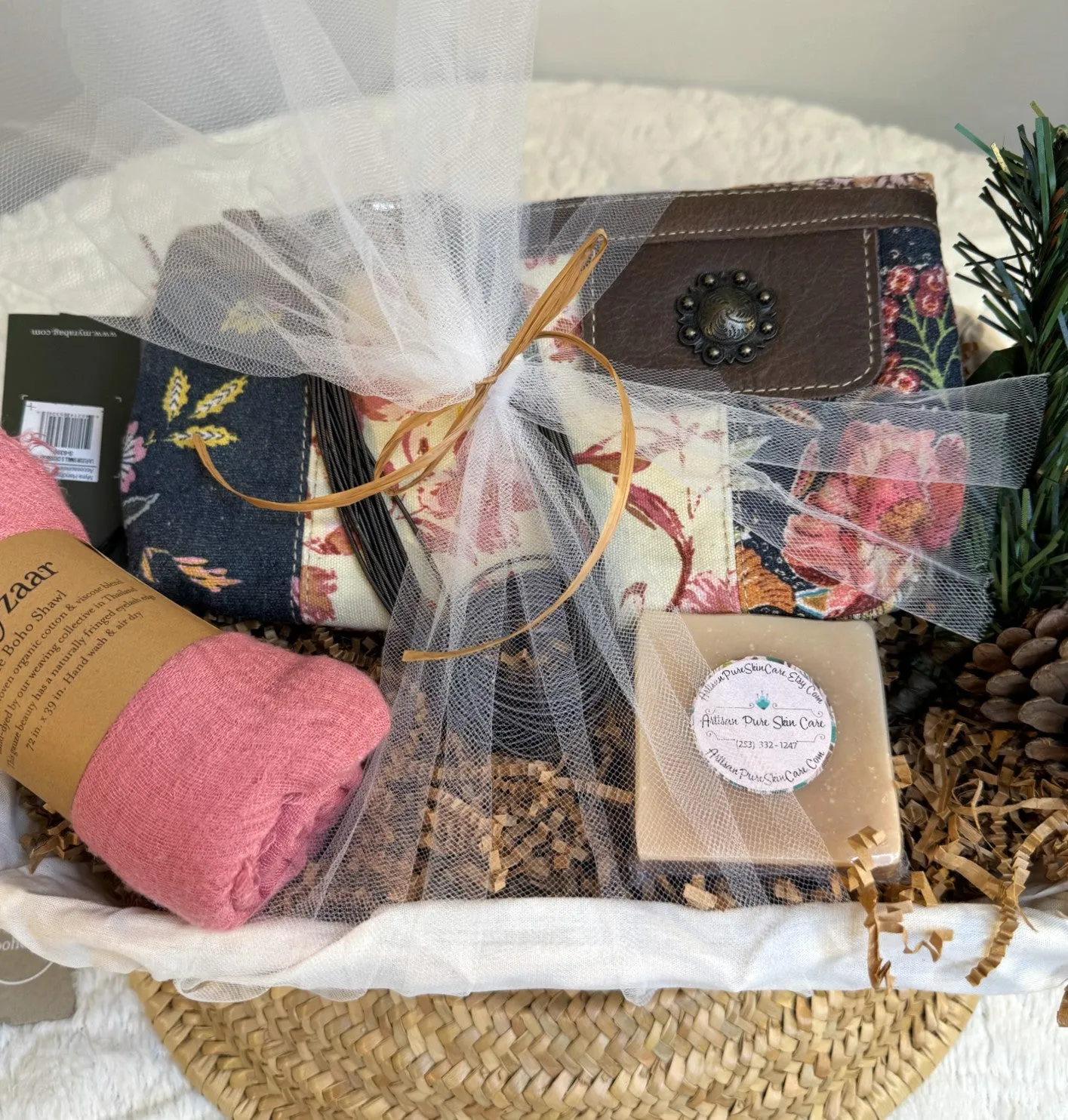 Cowgirl Spa Gift Basket-Crossbody, Necklace, Scarf