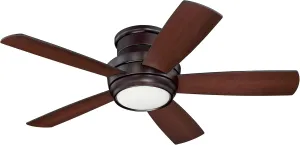 Craftmade Flush Mount Ceiling Fan with LED Light and Remote TMPH44OB5 Tempo 44 Inch Oiled Bronze, Hugger Fan