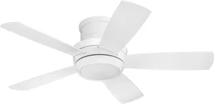 Craftmade Flush Mount Ceiling Fan with LED Light and Remote TMPH44W5 Tempo 44 Inch White, Hugger Fan