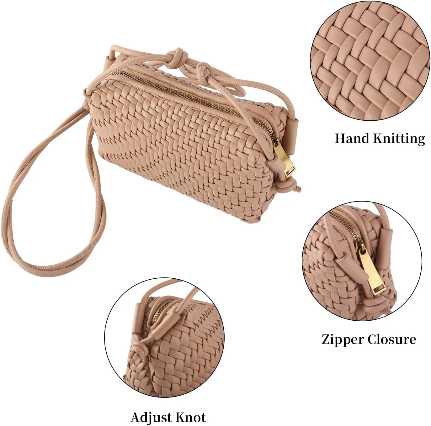 Crossbody Bag for Women Trendy Woven Purse Vegan Leather Small Shoulder Handbags with Strap