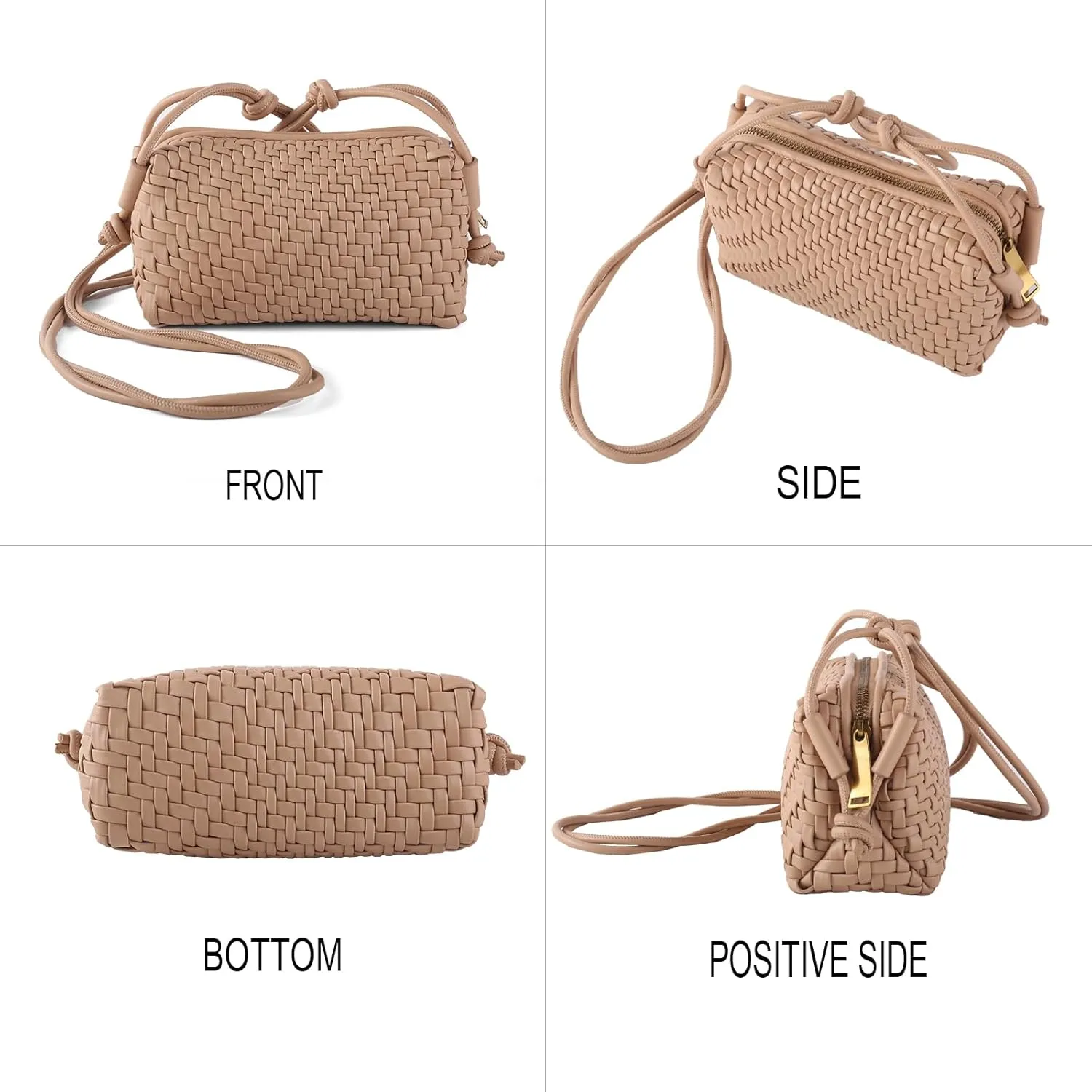 Crossbody Bag for Women Trendy Woven Purse Vegan Leather Small Shoulder Handbags with Strap
