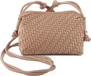 Crossbody Bag for Women Trendy Woven Purse Vegan Leather Small Shoulder Handbags with Strap