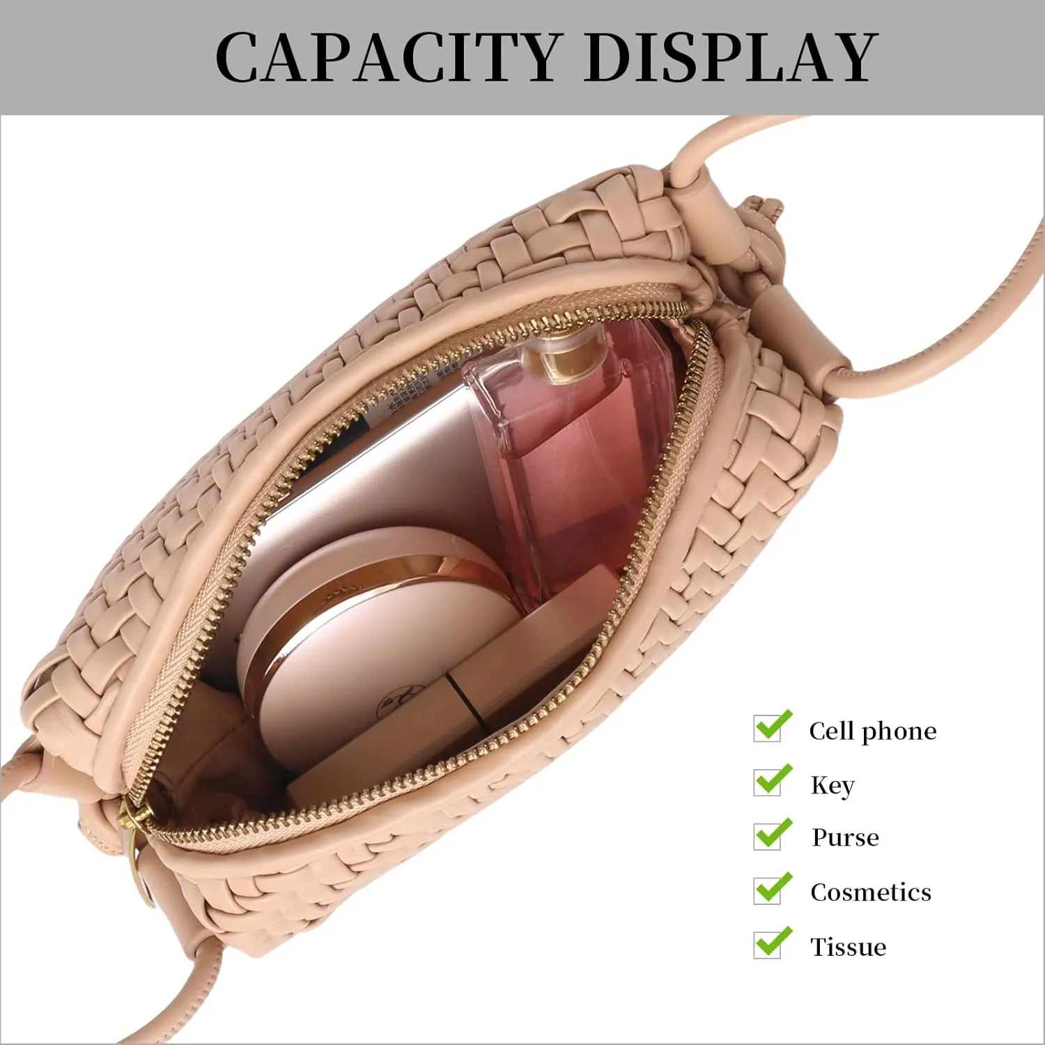 Crossbody Bag for Women Trendy Woven Purse Vegan Leather Small Shoulder Handbags with Strap