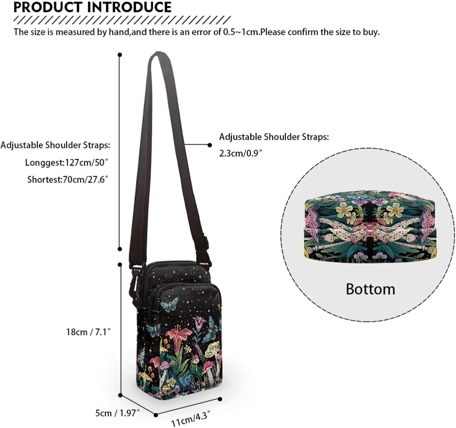Crossbody Bag Portable Messenger Bags Satchel Bag for Purse Phone Wallet Key