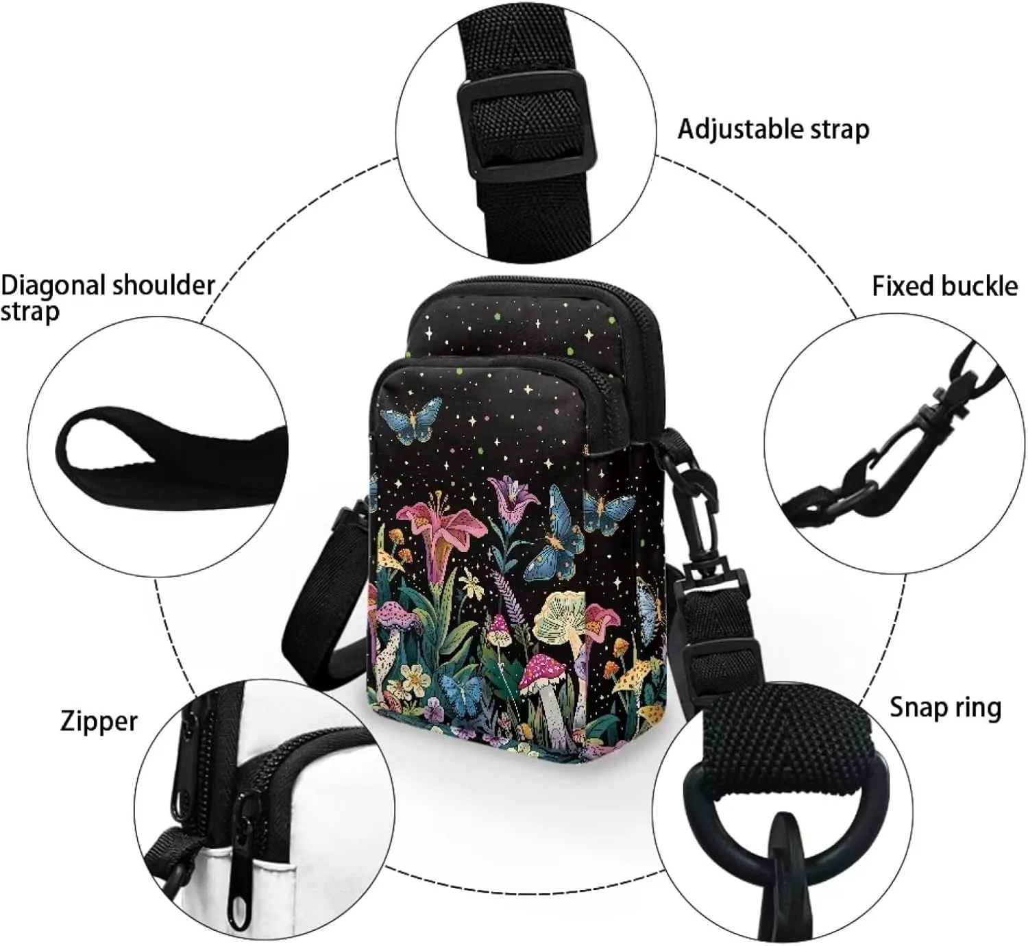 Crossbody Bag Portable Messenger Bags Satchel Bag for Purse Phone Wallet Key