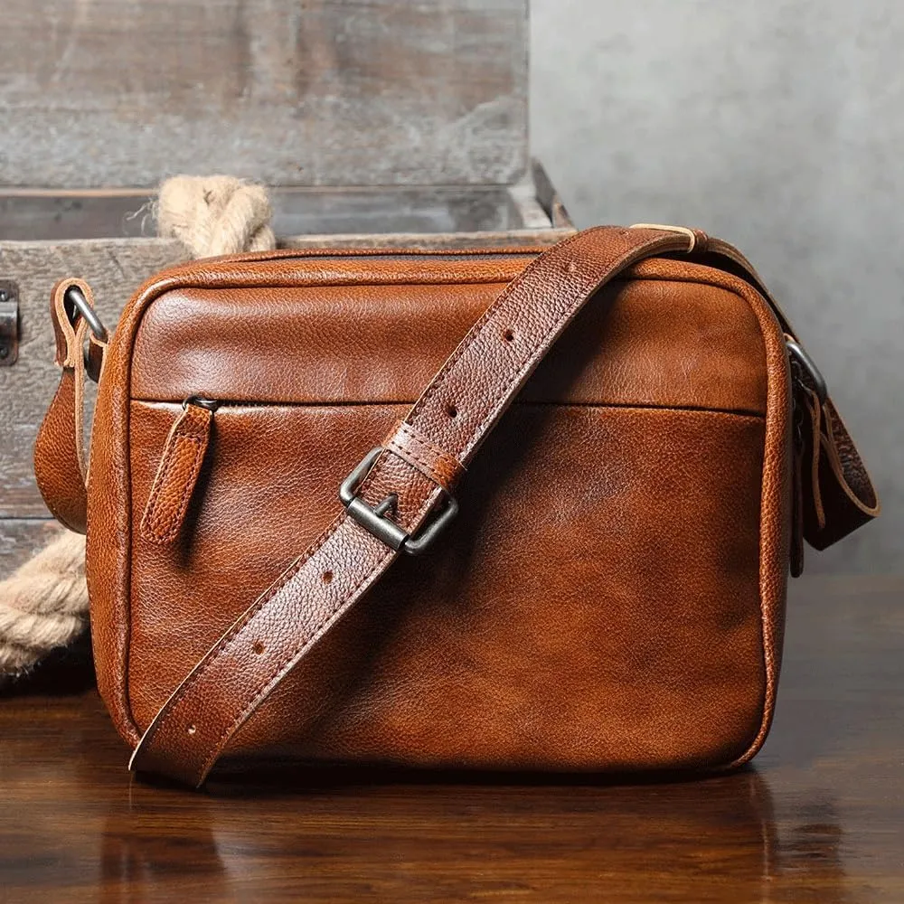 Crossbody Bag Vintage Handmade Messenger Bag Single Shoulder Wrap Top Layer Cowhide