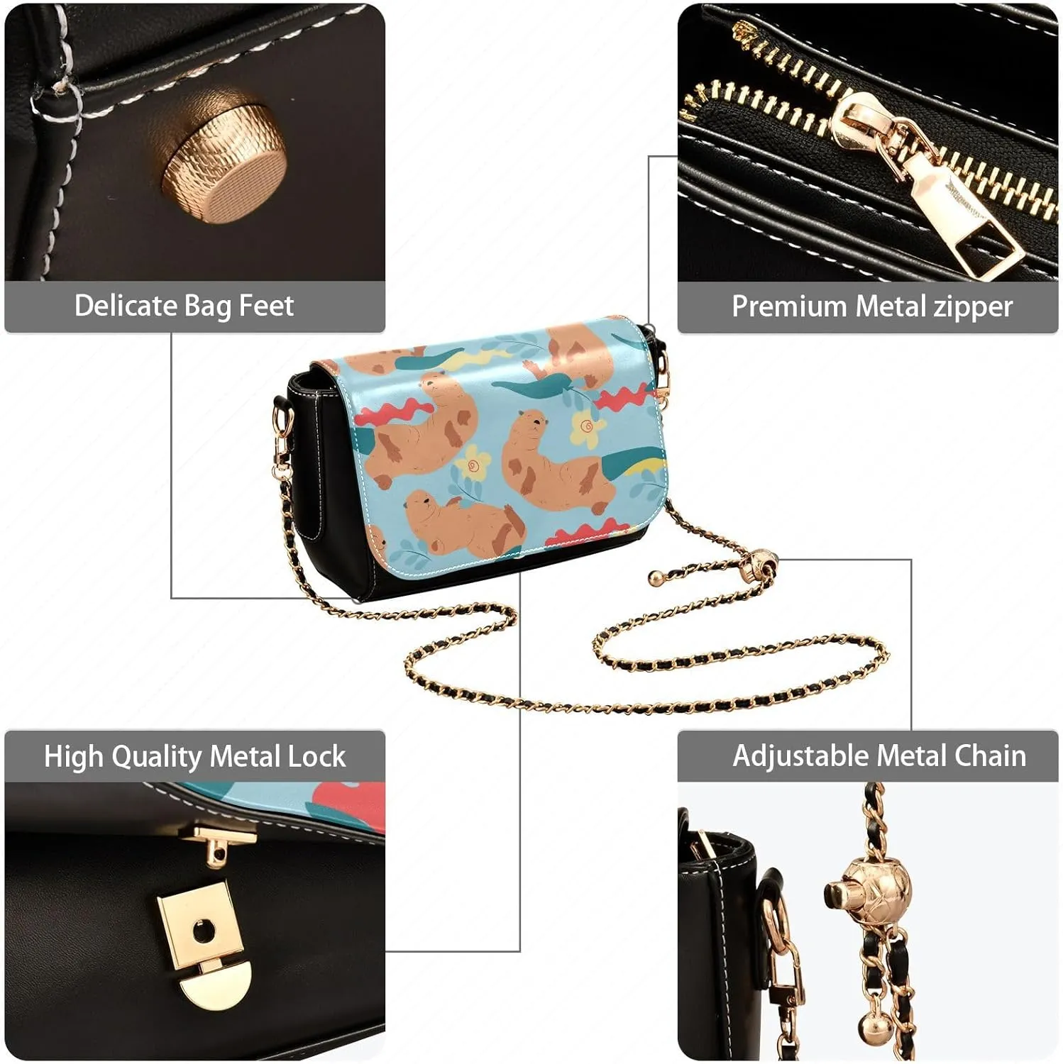 Crossbody Bags for Women Trendy Women's Black Shoulder Bag Small PU Leather Flap Cross Body Bag Handbags