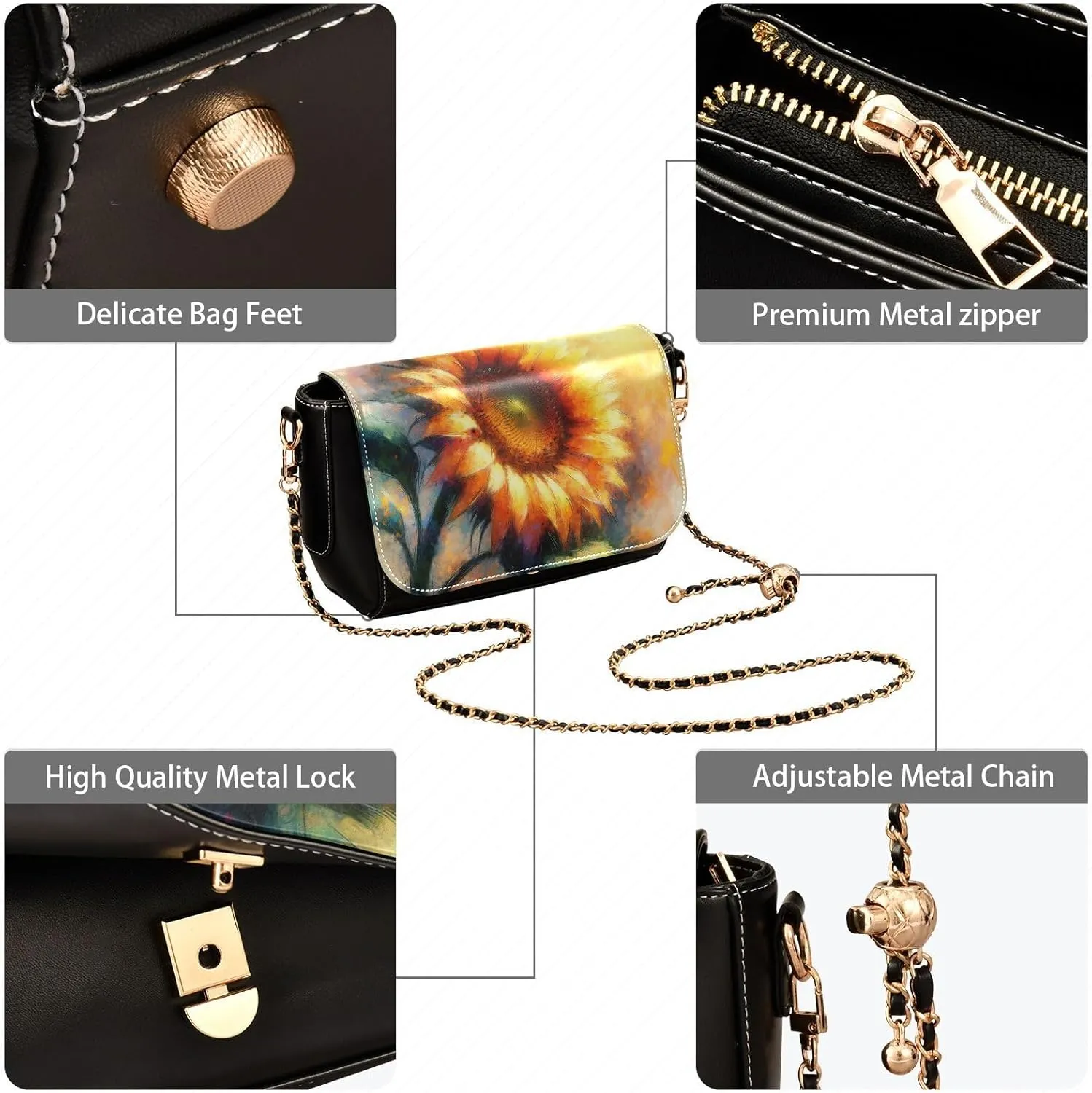 Crossbody Bags for Women Trendy Women's Black Shoulder Bag Small PU Leather Flap Cross Body Bag Handbags