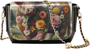 Crossbody Bags for Women Trendy Women's Black Shoulder Bag Small PU Leather Flap Cross Body Bag Handbags