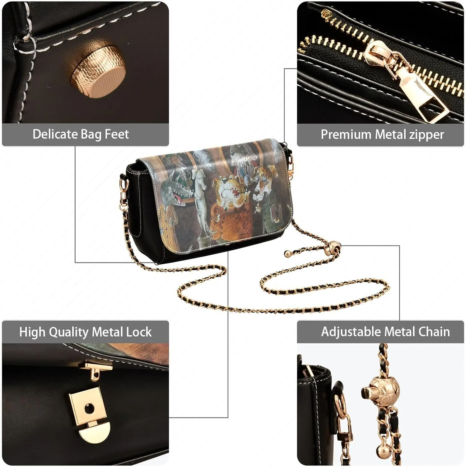 Crossbody Bags for Women Trendy Women's Black Shoulder Bag Small PU Leather Flap Cross Body Bag Handbags