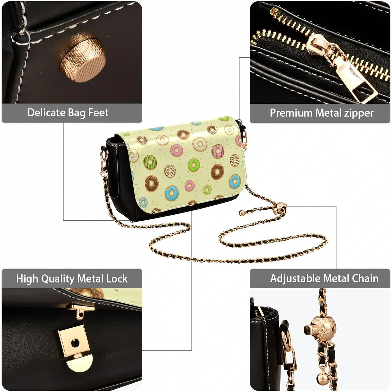 Crossbody Bags for Women Trendy Women's Black Shoulder Bag Small PU Leather Flap Cross Body Bag Handbags