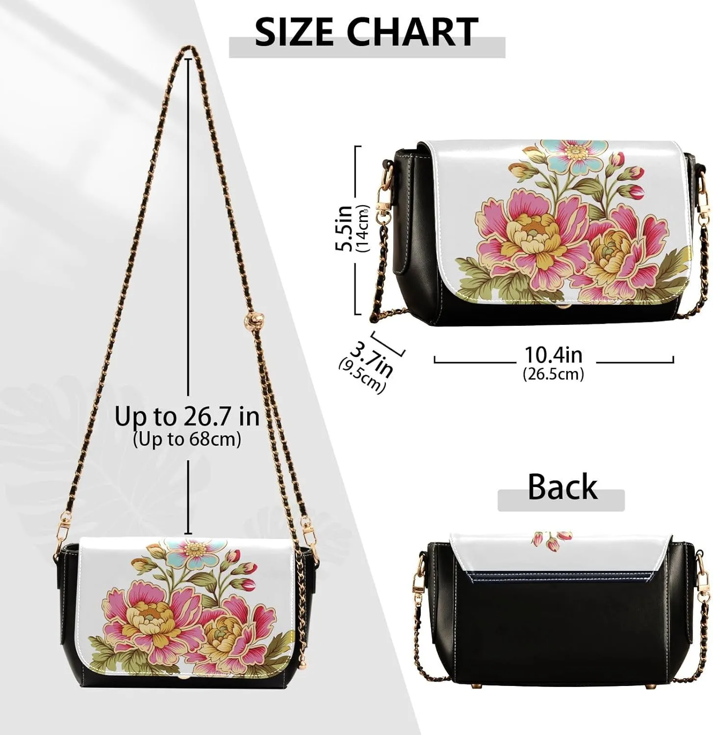 Crossbody Bags for Women Trendy Women's Black Shoulder Bag Small PU Leather Flap Cross Body Bag Handbags