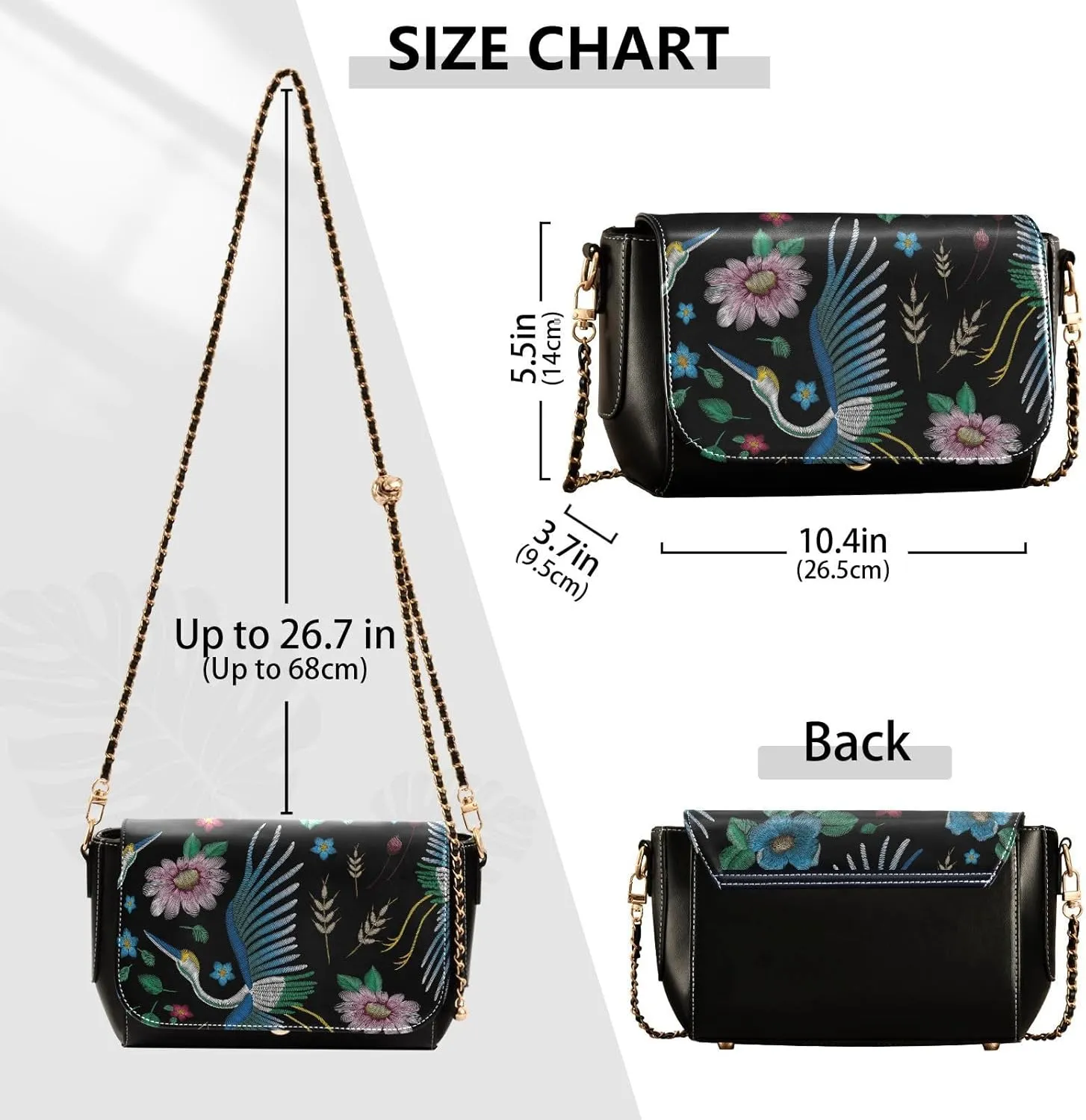 Crossbody Bags for Women Trendy Women's Black Shoulder Bag Small PU Leather Flap Cross Body Bag Handbags