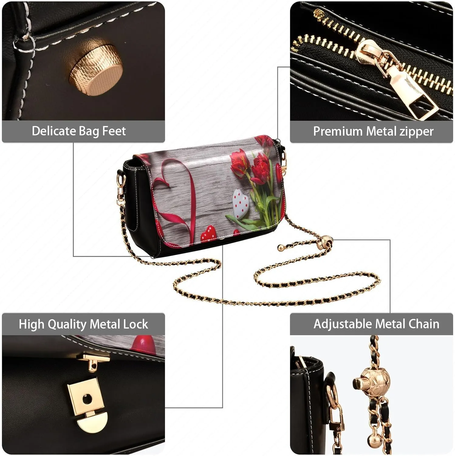 Crossbody Bags for Women Trendy Women's Black Shoulder Bag Small PU Leather Flap Cross Body Bag Handbags