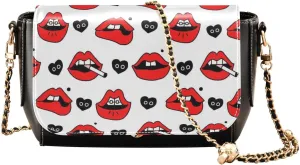 Crossbody Bags for Women Trendy Women's Black Shoulder Bag Small PU Leather Flap Cross Body Bag Handbags
