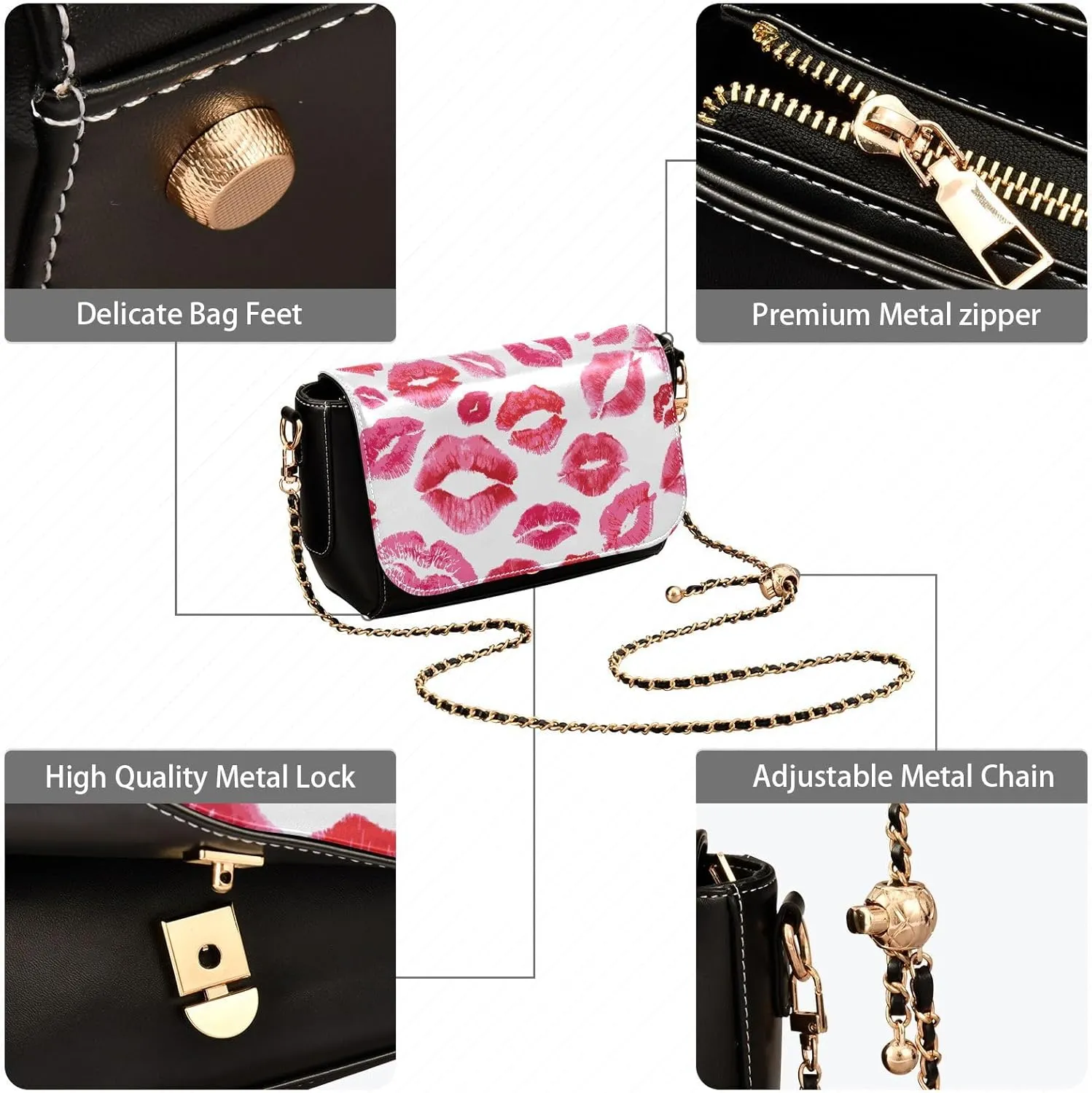 Crossbody Bags for Women Trendy Women's Black Shoulder Bag Small PU Leather Flap Cross Body Bag Handbags