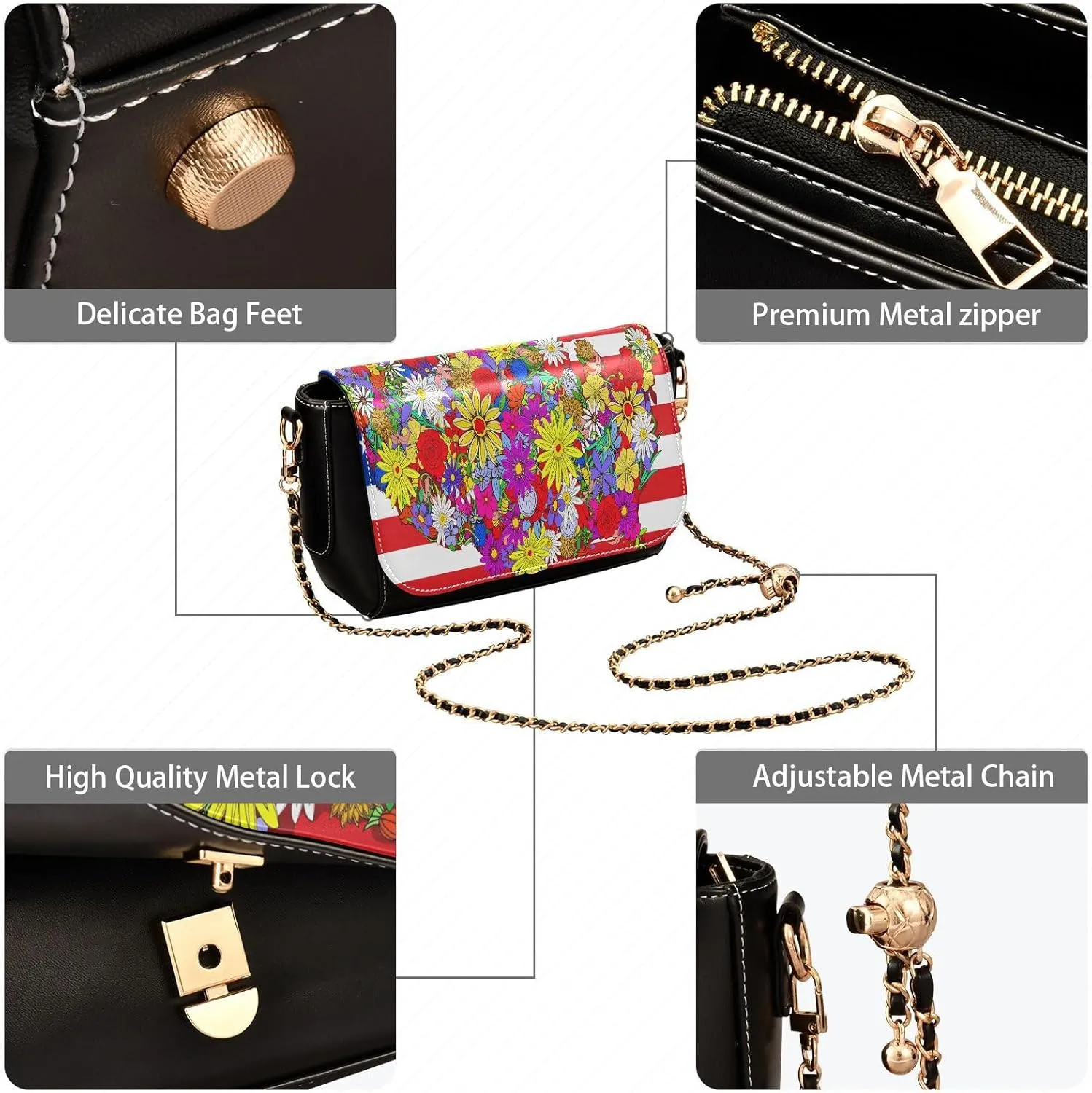 Crossbody Bags for Women Trendy Women's Black Shoulder Bag Small PU Leather Flap Cross Body Bag Handbags